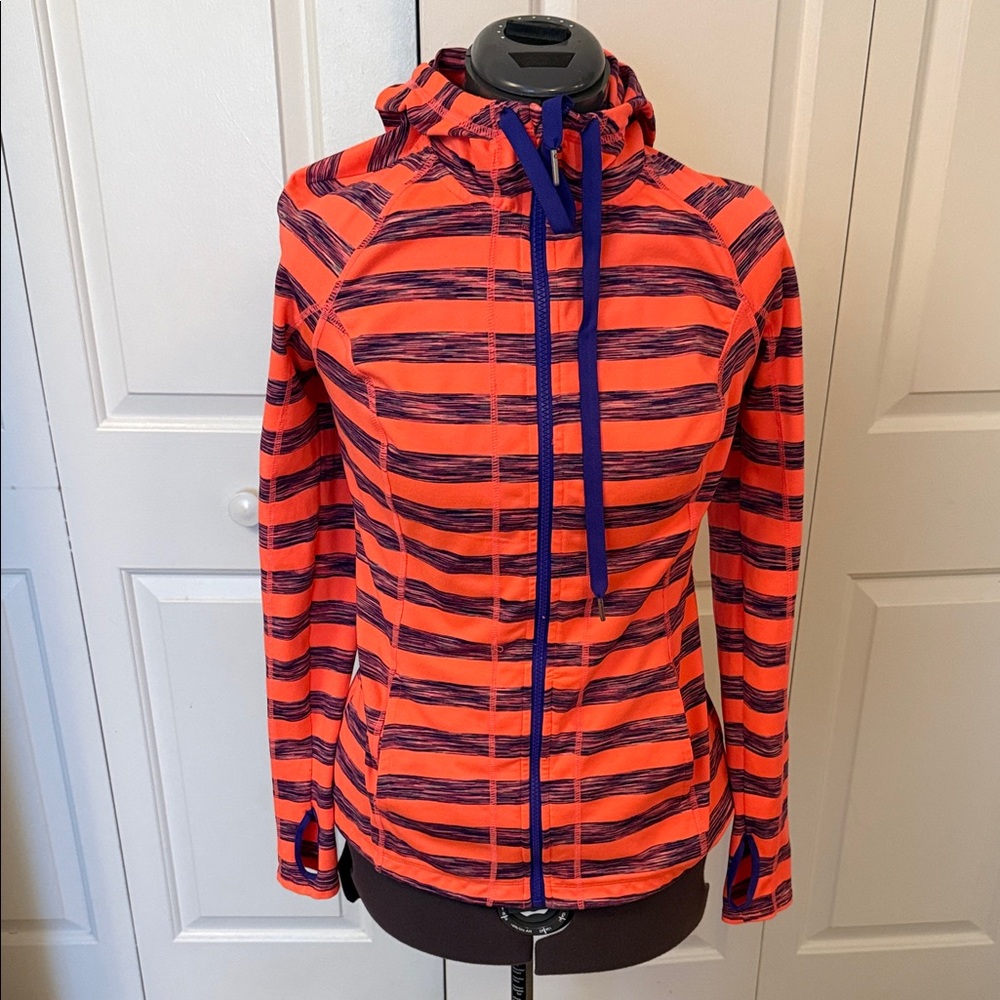 Lukka Orange and Blue Striped Hoodie